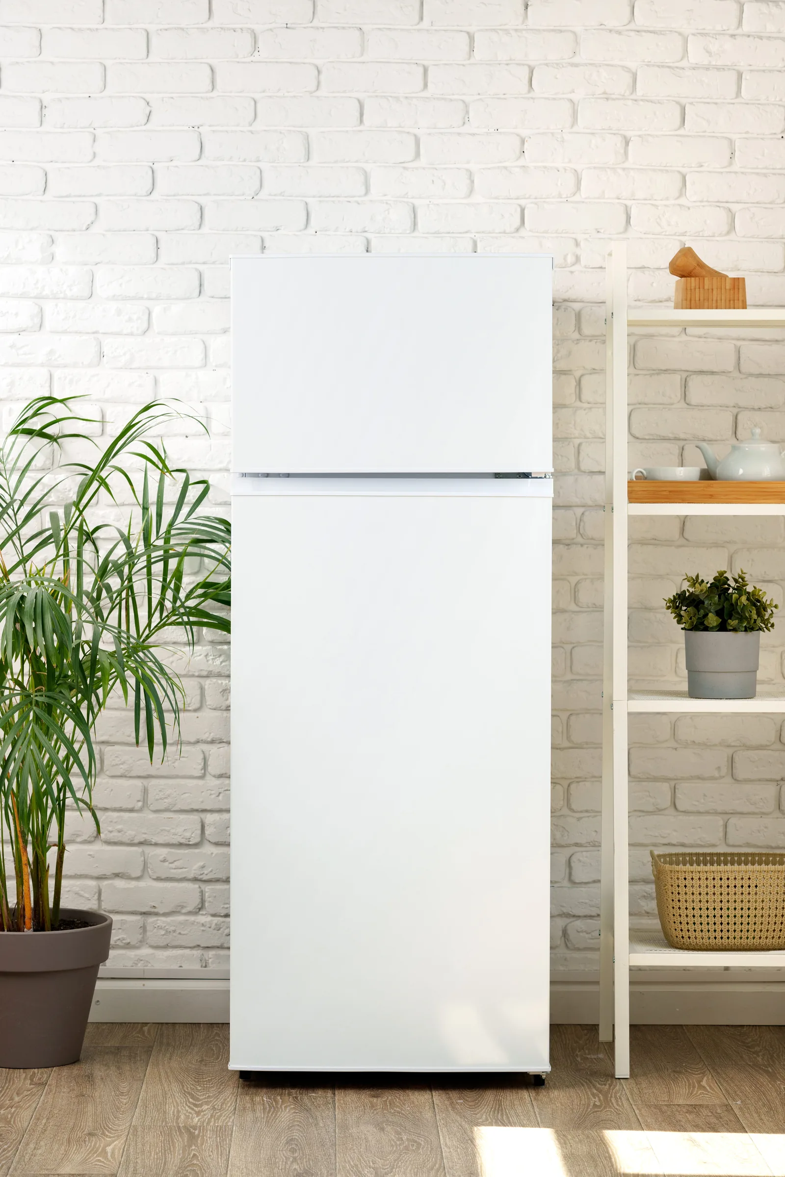 Clean white fridge-freezer in a family home